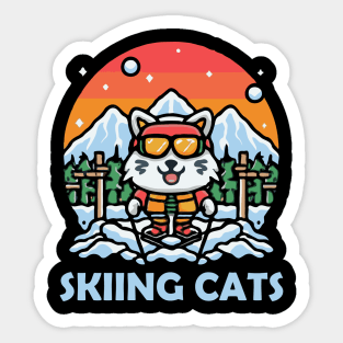 Skiing Cats. Skiing Sticker